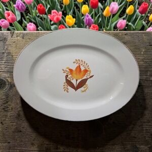 Harker Bakerite Modern Tulip Oval Platter, Homer Laughlin Serving Plate, Vintage